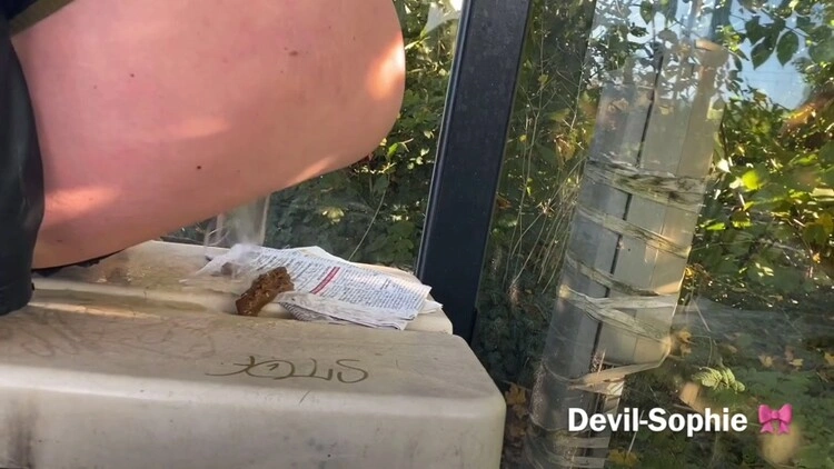 Devil Sophie Violently Public on the main street shit on the bus stop seat - I was over [FullHD] (2022)
